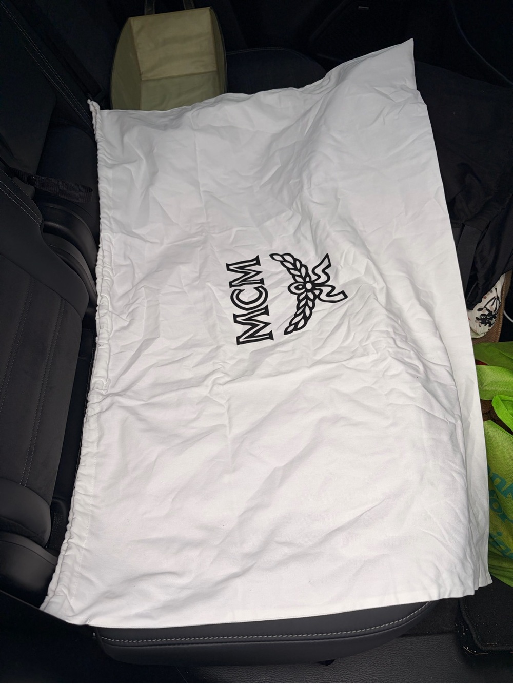 MCM White Dust Bag with Black Logo Print